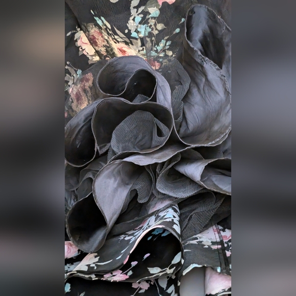 Blondie Nites Black Multi Floral Halter-Neck Prom Ball Gown Dress Junior's 11 - Picture 6 of 12